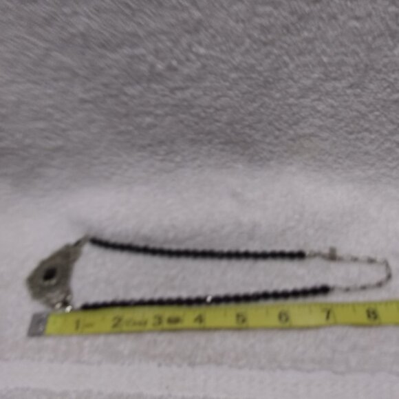 Fossil Crystals Pendant Dark Stones Center Beaded Necklace Great Condition - Picture 10 of 10